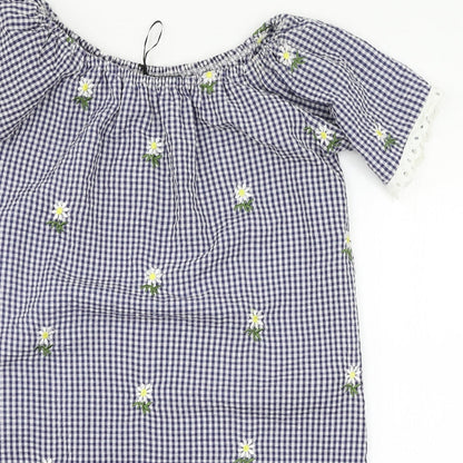 QED London Womens Blue Check  A-Line  Size S