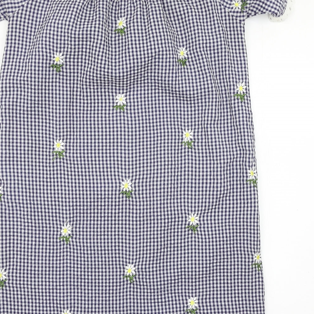 QED London Womens Blue Check  A-Line  Size S