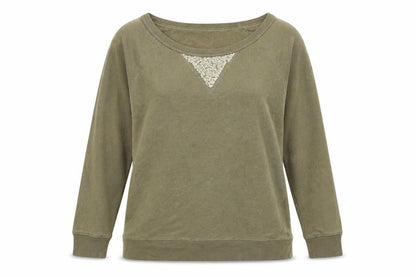 Chaus Womens Green  Jersey Pullover Sweatshirt Size S