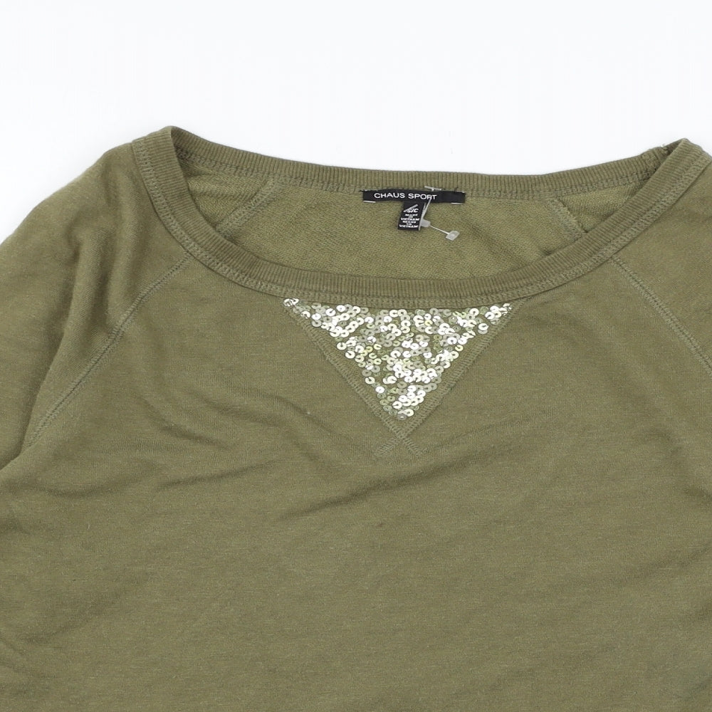 Chaus Womens Green  Jersey Pullover Sweatshirt Size S