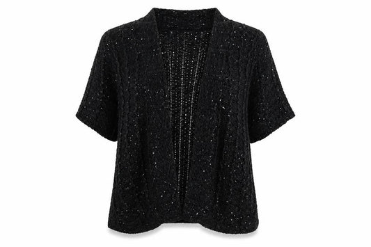 Front view of Alexara women’s black knit cape jumper, size M
