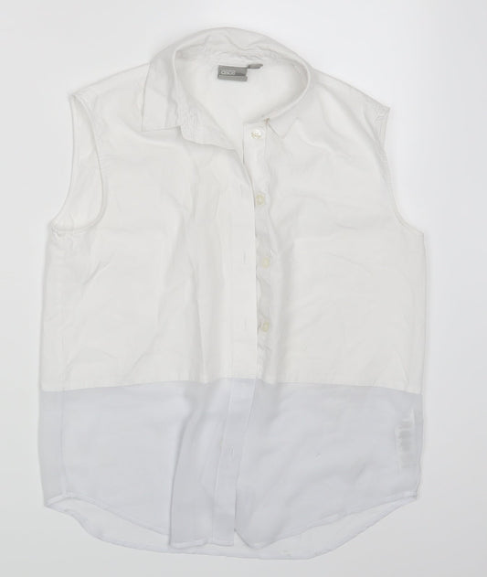 Womens UK Size 8 ASOS White Basic Button-Up