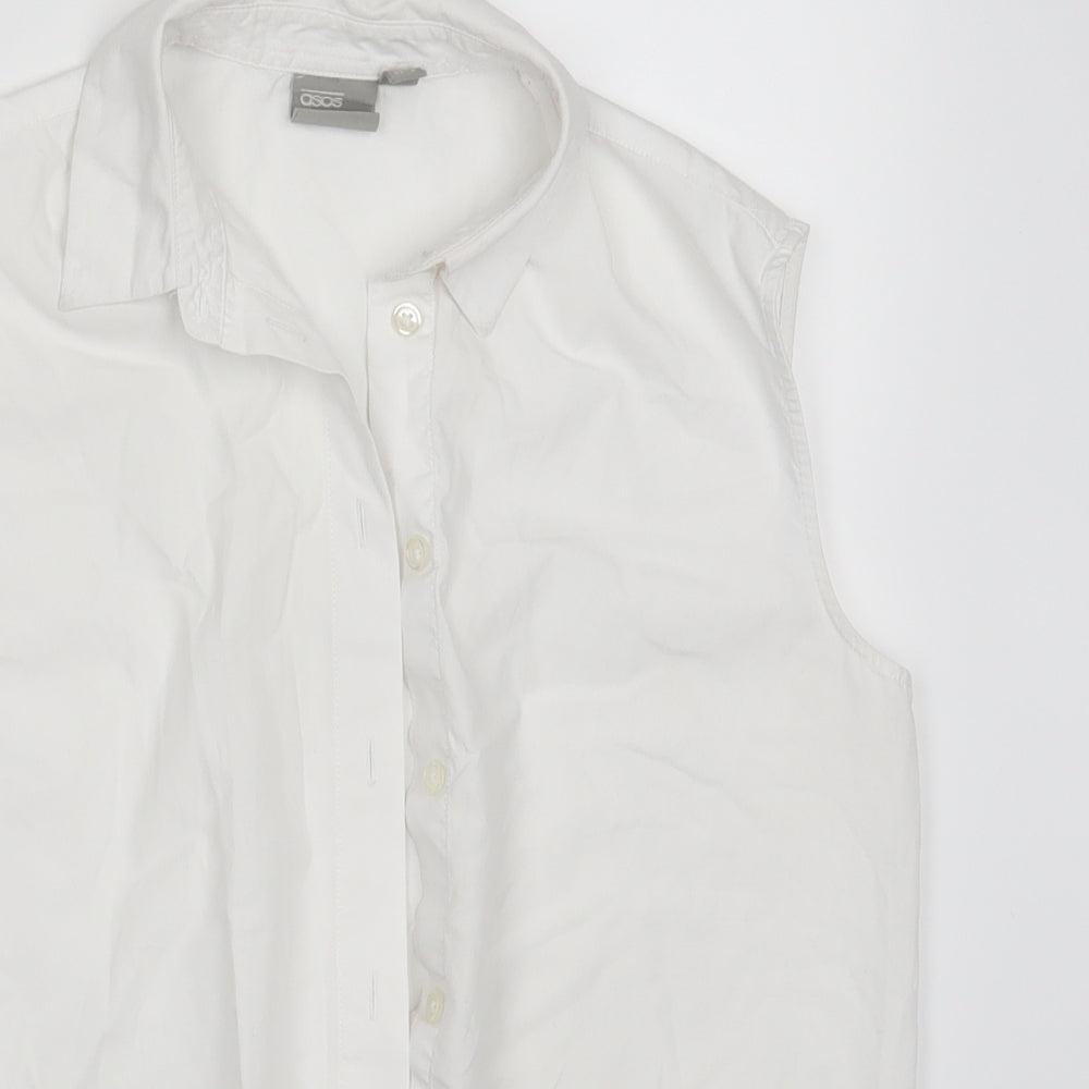 Womens UK Size 8 ASOS White Basic Button-Up