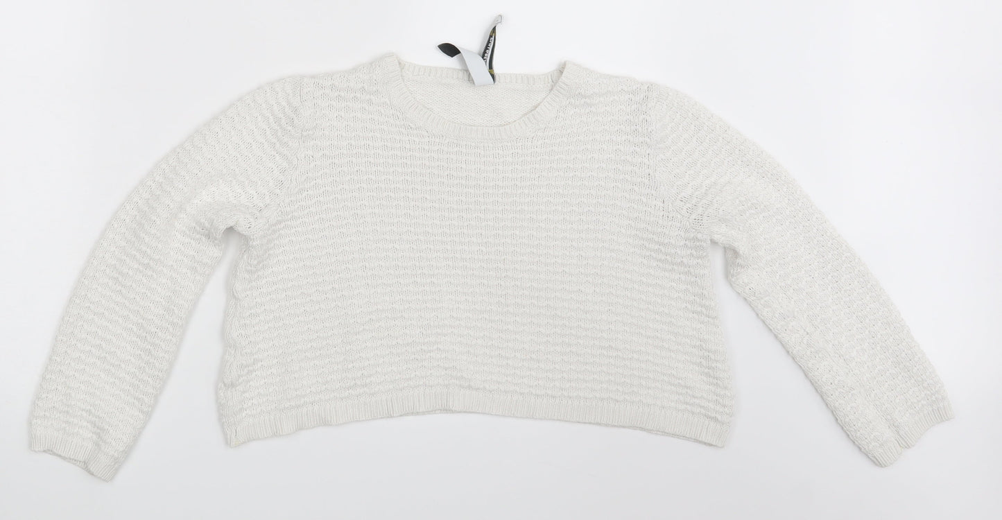 Womens UK Size S Pull & Bear White Pullover Jumper