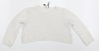 Womens UK Size S Pull & Bear White Pullover Jumper