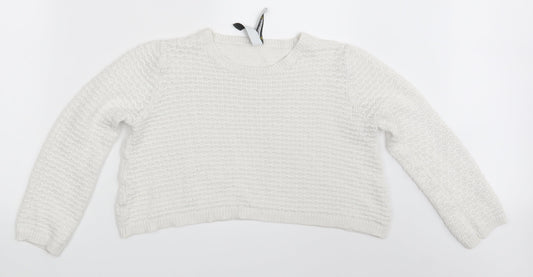 Womens UK Size S Pull & Bear White Pullover Jumper
