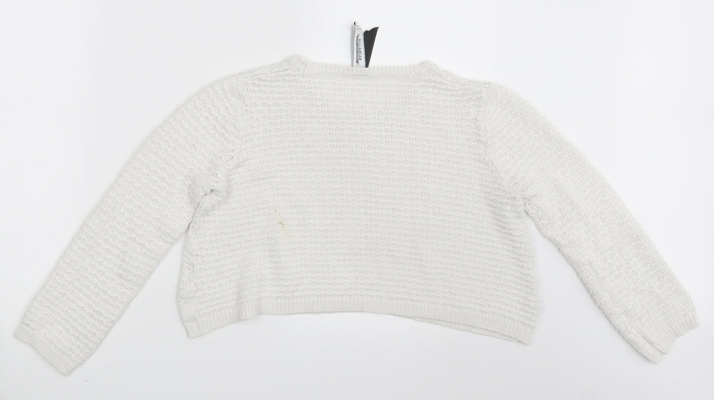 Womens UK Size S Pull & Bear White Pullover Jumper