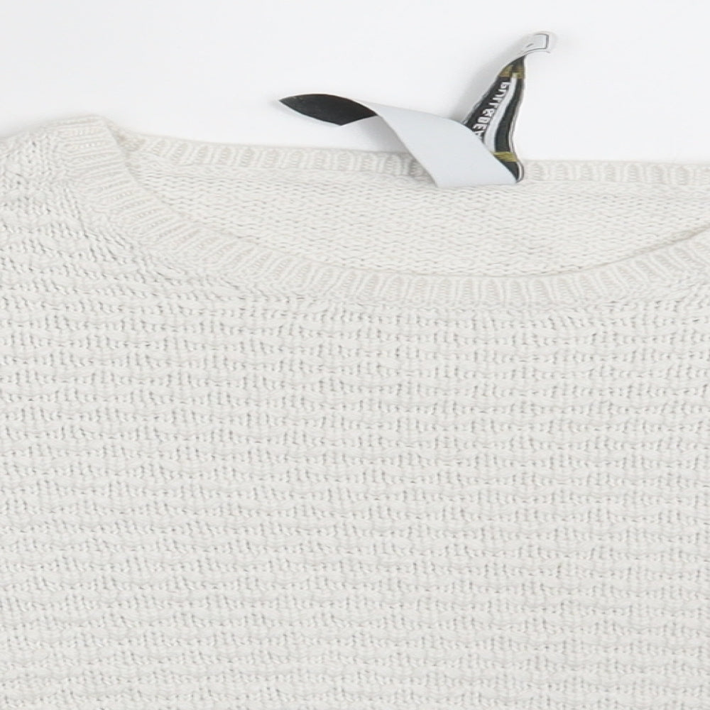 Womens UK Size S Pull & Bear White Pullover Jumper