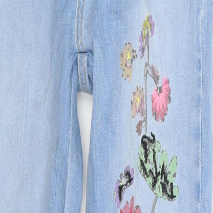 Zara Womens Blue Floral Denim Skinny Jeans Size 6 L26 in