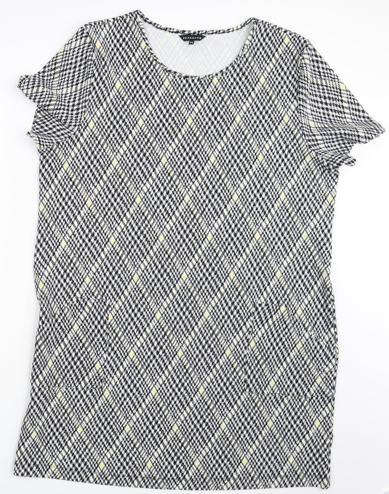 Peacocks Womens Black Argyle/Diamond  T-Shirt Dress  Size 20