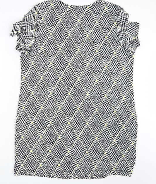 Peacocks Womens Black Argyle/Diamond  T-Shirt Dress  Size 20