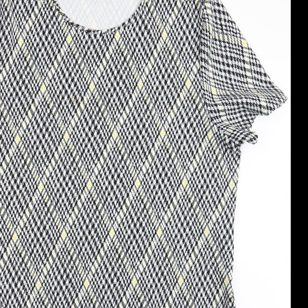 Peacocks Womens Black Argyle/Diamond  T-Shirt Dress  Size 20
