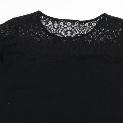 Preworn Womens Black Floral  T-Shirt Dress  Size 16