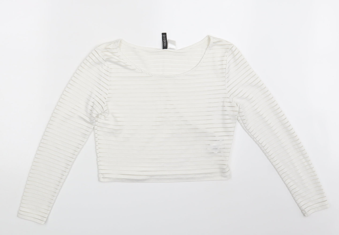 Womens UK Size M Divided White Cropped T-Shirt