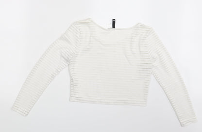 Womens UK Size M Divided White Cropped T-Shirt