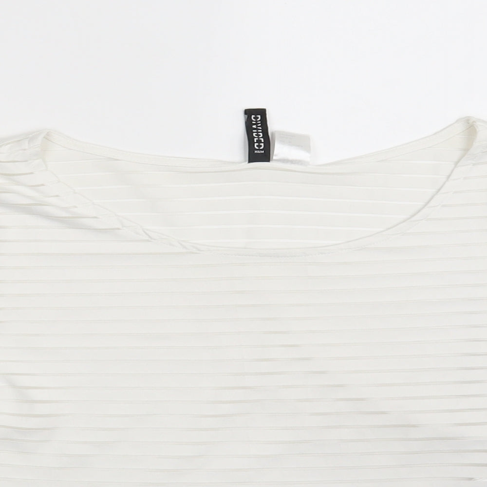 Womens UK Size M Divided White Cropped T-Shirt