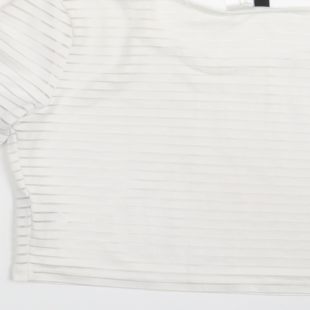 Womens UK Size M Divided White Cropped T-Shirt
