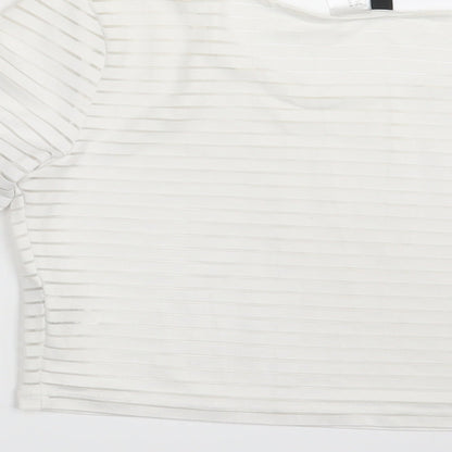Womens UK Size M Divided White Cropped T-Shirt