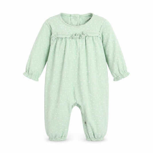Marks and Spencer Girls Green Polka Dot  Babygrow One-Piece Size 3-6 Months  - FRILLED FRONT
