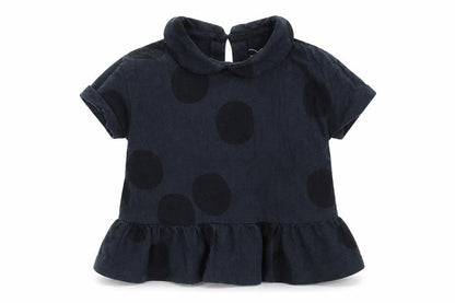 Next Girls Black Polka Dot  Basic T-Shirt Size 9-12 Months