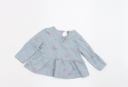 Zara Girls Blue Floral  A-Line  Size 0-3 Months