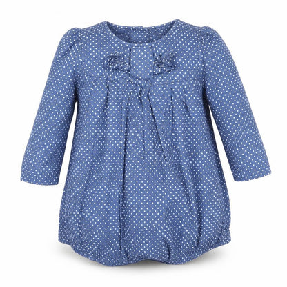 Mini Club Girls Blue Spotted  A-Line  Size 3-6 Months  - dress bodysuit