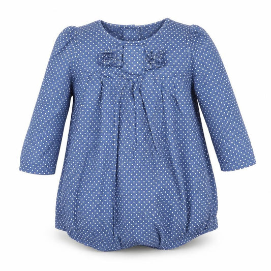 Mini Club Girls Blue Spotted  A-Line  Size 3-6 Months  - dress bodysuit