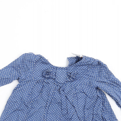Mini Club Girls Blue Spotted  A-Line  Size 3-6 Months  - dress bodysuit