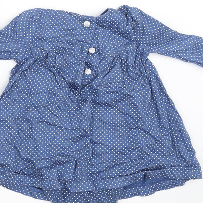 Mini Club Girls Blue Spotted  A-Line  Size 3-6 Months  - dress bodysuit