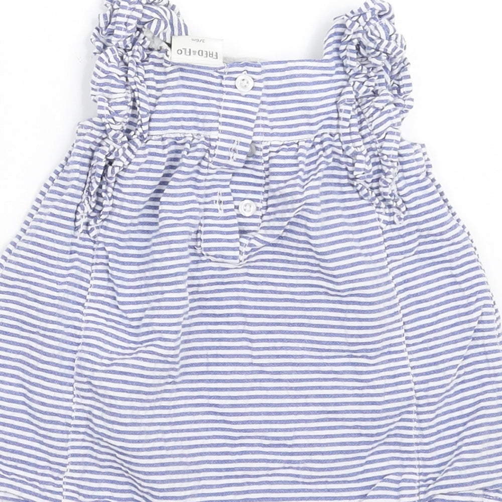 F&F Girls Blue Striped  A-Line  Size 3-6 Months
