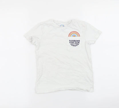 F&F Girls White   Basic T-Shirt Size 6-7 Years
