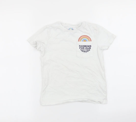 F&F Girls White   Basic T-Shirt Size 6-7 Years
