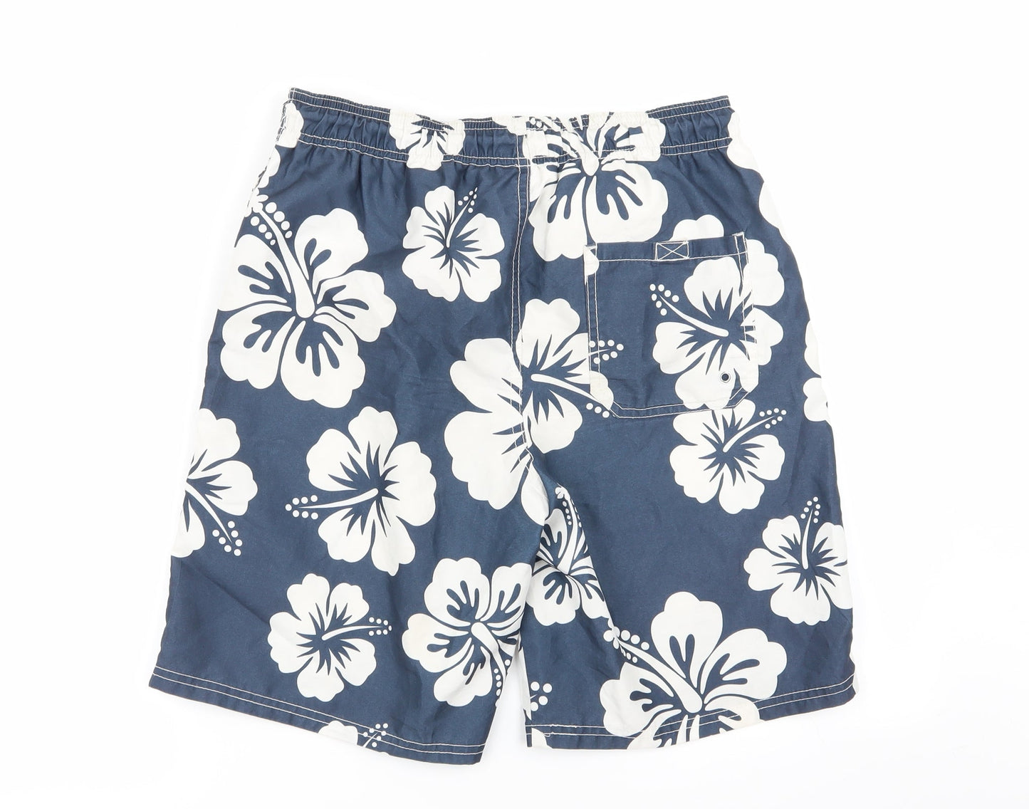 BLACKPOINT Mens Blue Floral  Sweat Shorts Size S - Stretch waistband/swim shorts