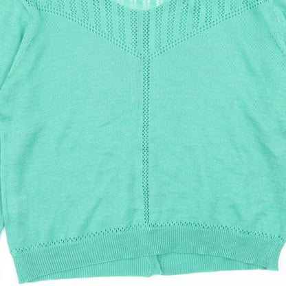 INDISKA Womens Green Geometric  Cardigan Jumper Size L