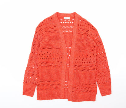 Womens UK Size S Papaya Red Cardigan Jumper