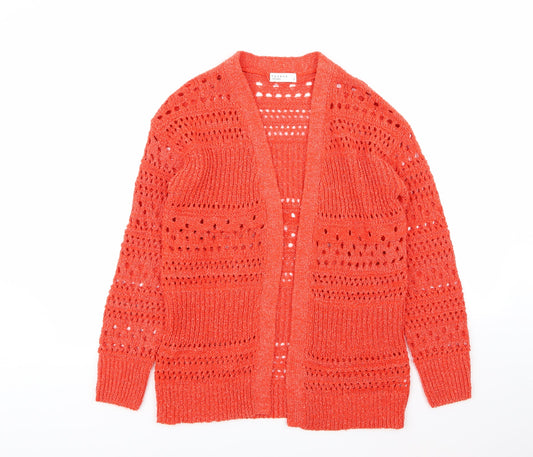Womens UK Size S Papaya Red Cardigan Jumper