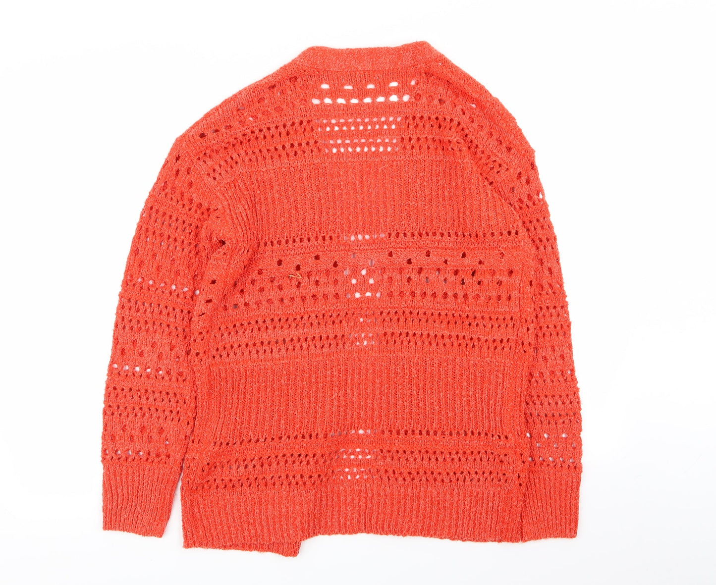 Womens UK Size S Papaya Red Cardigan Jumper