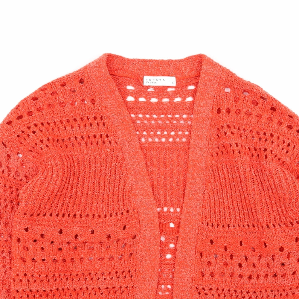 Womens UK Size S Papaya Red Cardigan Jumper