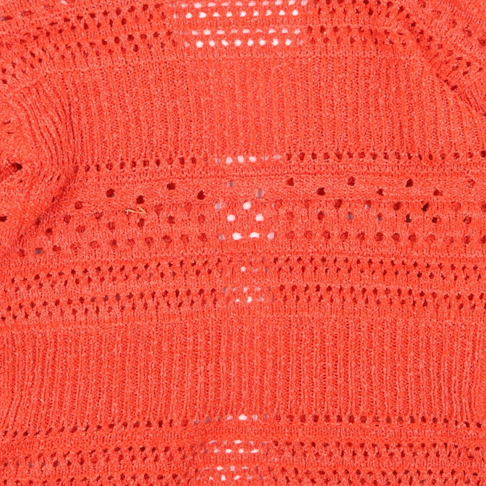 Womens UK Size S Papaya Red Cardigan Jumper
