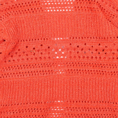 Womens UK Size S Papaya Red Cardigan Jumper