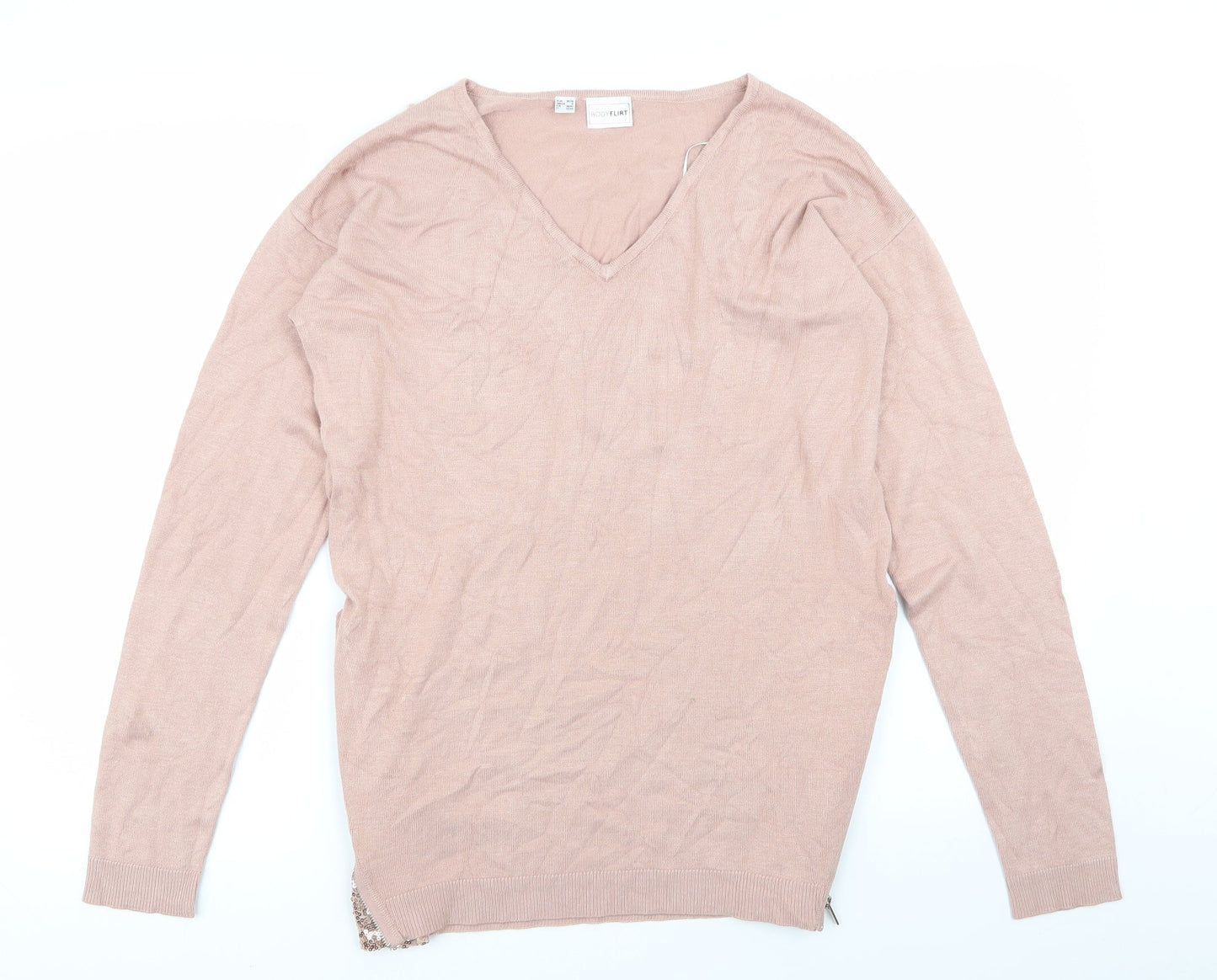 Womens UK Size S Body Flirt Pink Basic T-Shirt
