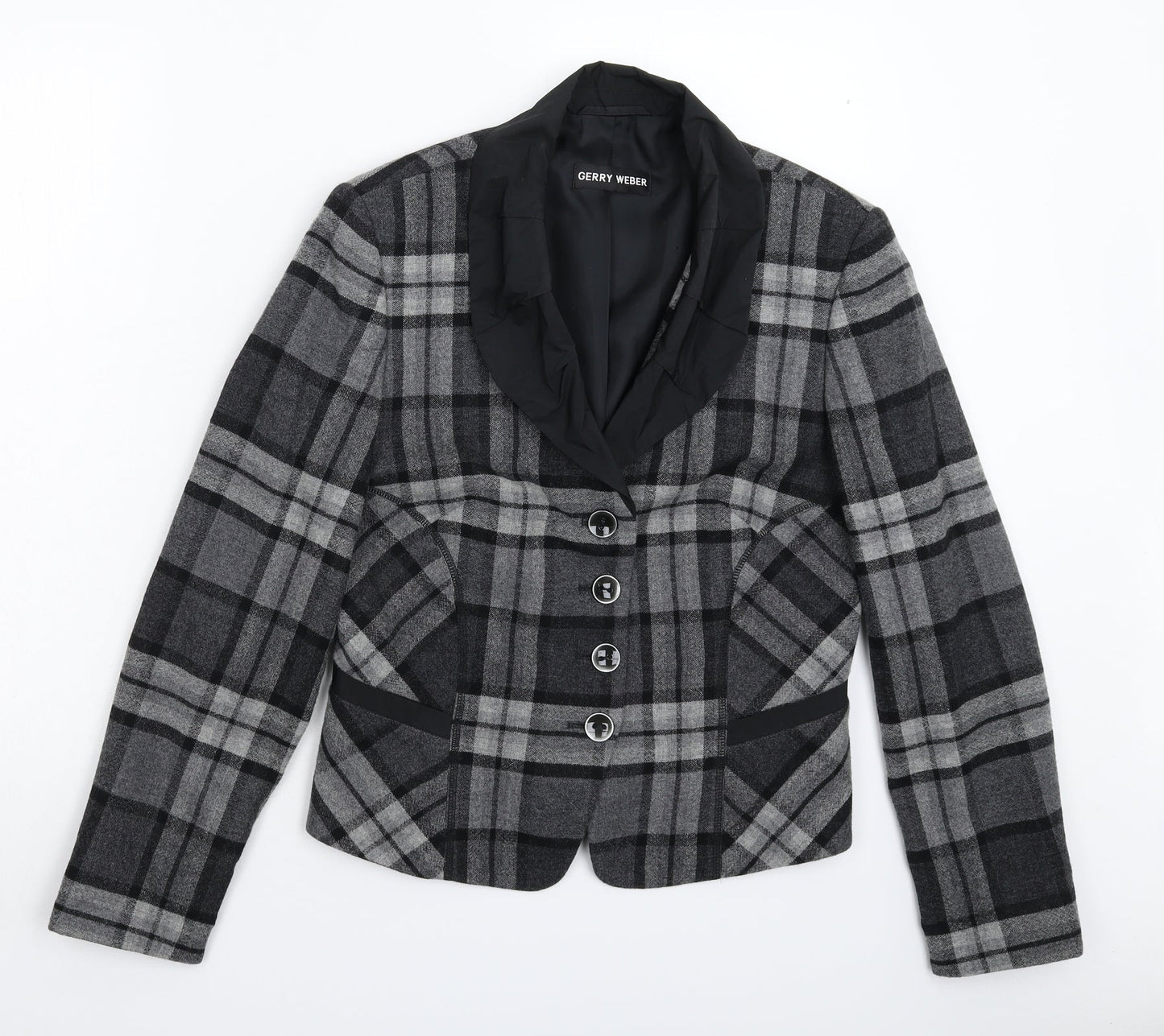 Gerry Weber Womens Grey Check  Jacket Blazer Size 12
