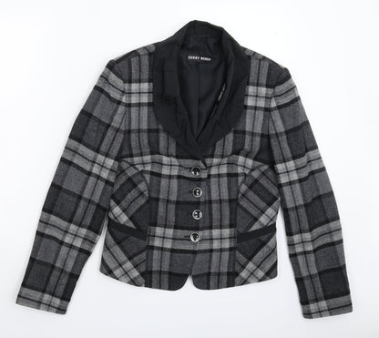 Gerry Weber Womens Grey Check  Jacket Blazer Size 12