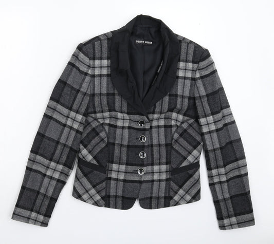 Gerry Weber Womens Grey Check  Jacket Blazer Size 12