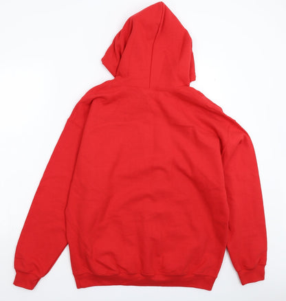 Mens UK Size L Gildan Red Pullover Hoodie