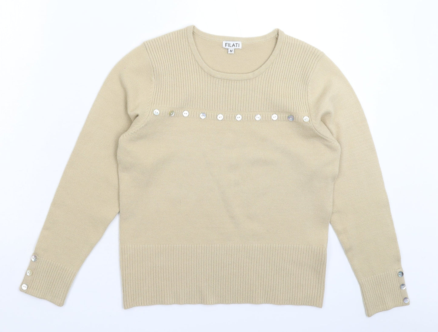 Womens UK Size M Filati Beige Pullover Jumper