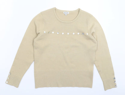 Womens UK Size M Filati Beige Pullover Jumper