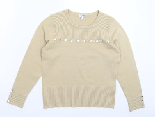 Womens UK Size M Filati Beige Pullover Jumper