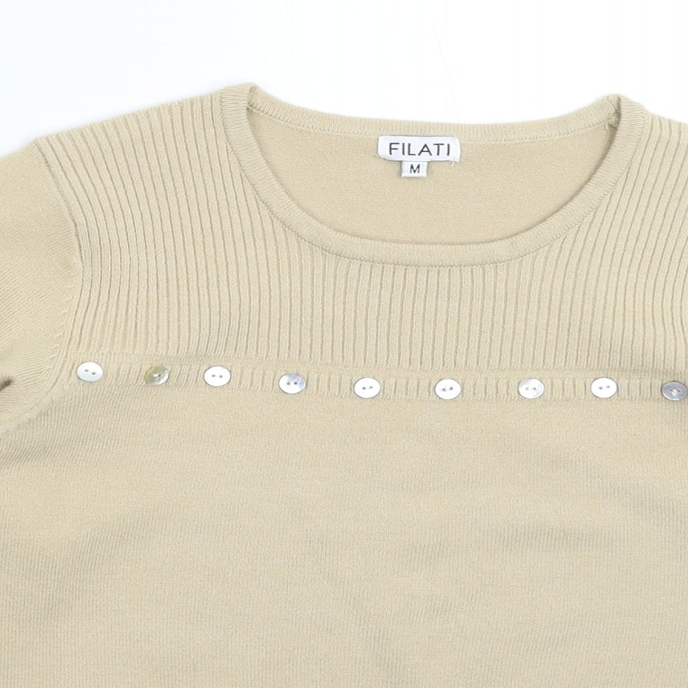 Womens UK Size M Filati Beige Pullover Jumper