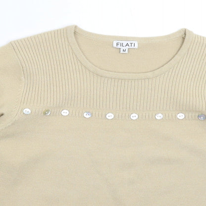 Womens UK Size M Filati Beige Pullover Jumper